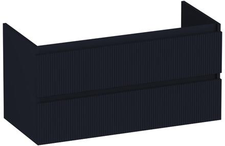 Brauer Joy Wavy - Onderkast - 100 cm - met 2 Softclose Lades Greeploos en 1 Sifon Uitsparing - Mat Zwart