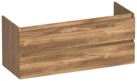 Brauer Joy Wavy - Onderkast - 120 cm - met 2 Softclose Lades Greeploos en 2 Sifon Uitsparingen - Honey