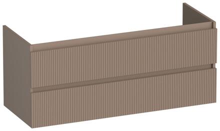 Brauer Joy Wavy - Onderkast - 120 cm - met 2 Softclose Lades Greeploos en 2 Sifon Uitsparingen - Mat Mokka
