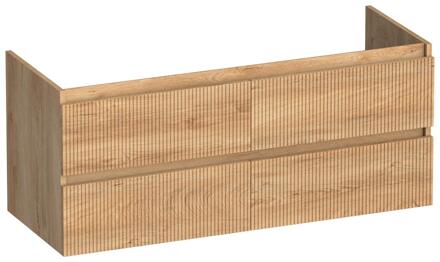 Brauer Joy Wavy - Onderkast - 120 cm - met 4 Softclose Lades Greeploos en 2 Sifon Uitsparingen - Forest Tan