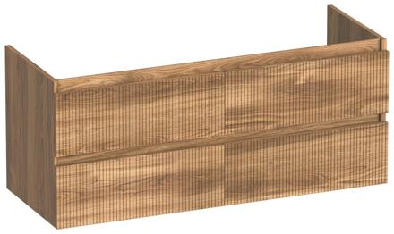 Brauer Joy Wavy - Onderkast - 120 cm - met 4 Softclose Lades Greeploos en 2 Sifon Uitsparingen - Honey