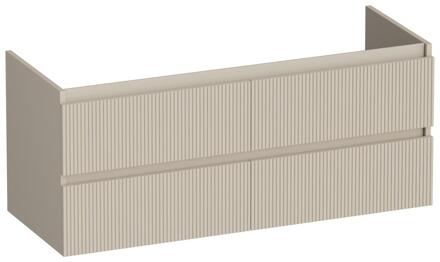 Brauer Joy Wavy - Onderkast - 120 cm - met 4 Softclose Lades Greeploos en 2 Sifon Uitsparingen - Mat Beige