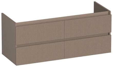 Brauer Joy Wavy - Onderkast - 120 cm - met 4 Softclose Lades Greeploos en 2 Sifon Uitsparingen - Mat Mokka
