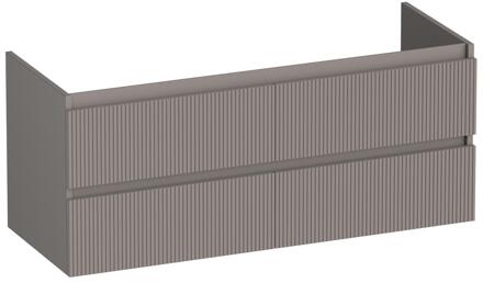 Brauer Joy Wavy - Onderkast - 120 cm - met 4 Softclose Lades Greeploos en 2 Sifon Uitsparingen - Mat Taupe