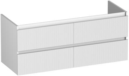 Brauer Joy Wavy - Onderkast - 120 cm - met 4 Softclose Lades Greeploos en 2 Sifon Uitsparingen - Mat Wit