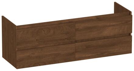 Brauer Joy Wavy - Onderkast - 140 cm - met 4 Softclose Lades Greeploos en 2 Sifon Uitsparingen - Forest Cacao