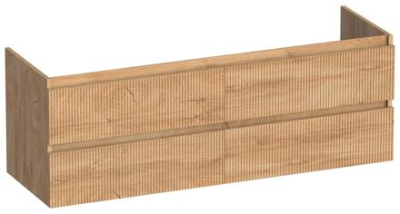 Brauer Joy Wavy - Onderkast - 140 cm - met 4 Softclose Lades Greeploos en 2 Sifon Uitsparingen - Forest Tan