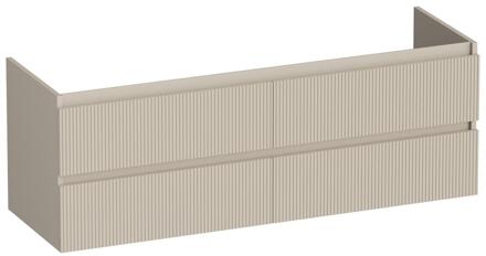 Brauer Joy Wavy - Onderkast - 140 cm - met 4 Softclose Lades Greeploos en 2 Sifon Uitsparingen - Mat Beige