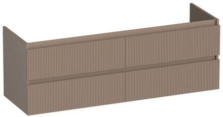 Brauer Joy Wavy - Onderkast - 140 cm - met 4 Softclose Lades Greeploos en 2 Sifon Uitsparingen - Mat Mokka