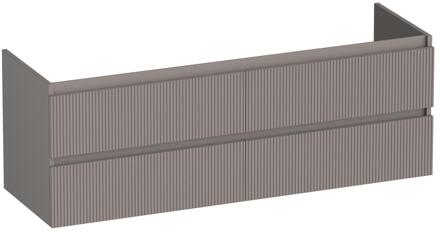 Brauer Joy Wavy - Onderkast - 140 cm - met 4 Softclose Lades Greeploos en 2 Sifon Uitsparingen - Mat Taupe