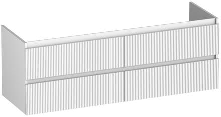 Brauer Joy Wavy - Onderkast - 140 cm - met 4 Softclose Lades Greeploos en 2 Sifon Uitsparingen - Mat Wit