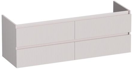 Brauer Joy Wavy - Onderkast - 140 cm - met 4 Softclose Lades Greeploos en 2 Sifon Uitsparingen - Mat Zand