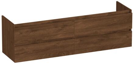 Brauer Joy Wavy - Onderkast - 160 cm - met 4 Softclose Lades Greeploos en 2 Sifon Uitsparingen - Forest Cacao
