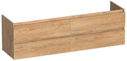 Brauer Joy Wavy - Onderkast - 160 cm - met 4 Softclose Lades Greeploos en 2 Sifon Uitsparingen - Forest Tan