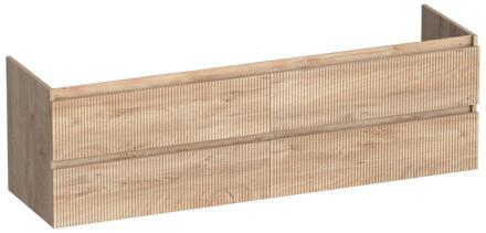 Brauer Joy Wavy - Onderkast - 160 cm - met 4 Softclose Lades Greeploos en 2 Sifon Uitsparingen - Forest Wheat