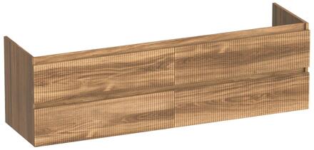 Brauer Joy Wavy - Onderkast - 160 cm - met 4 Softclose Lades Greeploos en 2 Sifon Uitsparingen - Honey