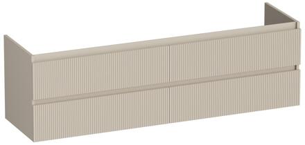 Brauer Joy Wavy - Onderkast - 160 cm - met 4 Softclose Lades Greeploos en 2 Sifon Uitsparingen - Mat Beige