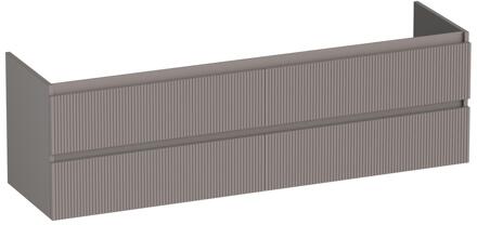 Brauer Joy Wavy - Onderkast - 160 cm - met 4 Softclose Lades Greeploos en 2 Sifon Uitsparingen - Mat Taupe