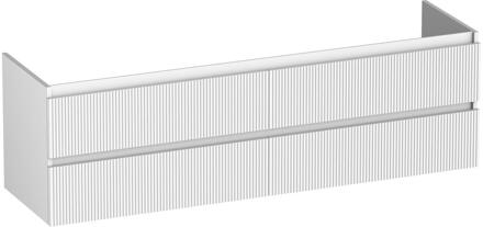 Brauer Joy Wavy - Onderkast - 160 cm - met 4 Softclose Lades Greeploos en 2 Sifon Uitsparingen - Mat Wit