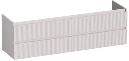 Brauer Joy Wavy - Onderkast - 160 cm - met 4 Softclose Lades Greeploos en 2 Sifon Uitsparingen - Mat Zand