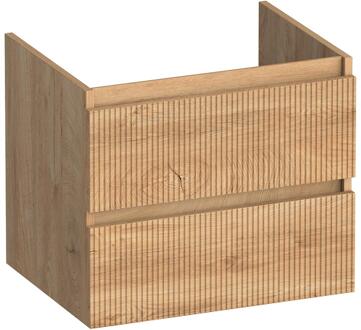 Brauer Joy Wavy - Onderkast - 60 cm - met 2 Softclose Lades Greeploos en 1 Sifon Uitsparing - Forest Tan