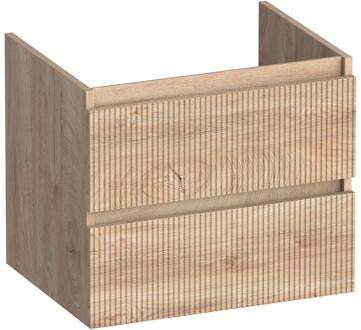 Brauer Joy Wavy - Onderkast - 60 cm - met 2 Softclose Lades Greeploos en 1 Sifon Uitsparing - Forest Wheat