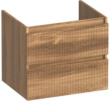 Brauer Joy Wavy - Onderkast - 60 cm - met 2 Softclose Lades Greeploos en 1 Sifon Uitsparing - Honey