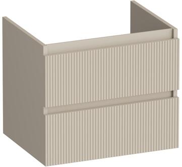 Brauer Joy Wavy - Onderkast - 60 cm - met 2 Softclose Lades Greeploos en 1 Sifon Uitsparing - Mat Beige