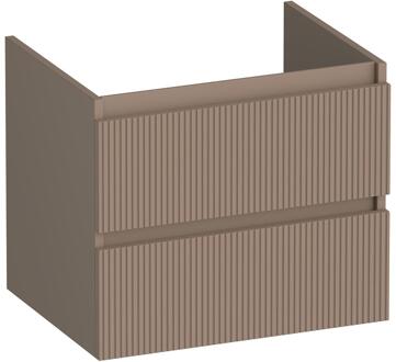 Brauer Joy Wavy - Onderkast - 60 cm - met 2 Softclose Lades Greeploos en 1 Sifon Uitsparing - Mat Mokka