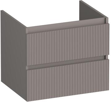 Brauer Joy Wavy - Onderkast - 60 cm - met 2 Softclose Lades Greeploos en 1 Sifon Uitsparing - Mat Taupe