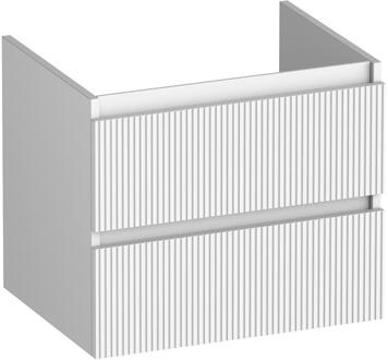 Brauer Joy Wavy - Onderkast - 60 cm - met 2 Softclose Lades Greeploos en 1 Sifon Uitsparing - Mat Wit