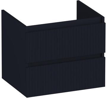 Brauer Joy Wavy - Onderkast - 60 cm - met 2 Softclose Lades Greeploos en 1 Sifon Uitsparing - Mat Zwart