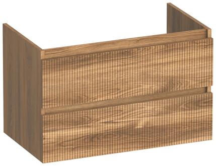 Brauer Joy Wavy - Onderkast - 80 cm - met 2 Softclose Lades Greeploos en 1 Sifon Uitsparing - Honey