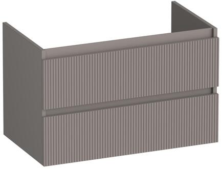 Brauer Joy Wavy - Onderkast - 80 cm - met 2 Softclose Lades Greeploos en 1 Sifon Uitsparing - Mat Taupe