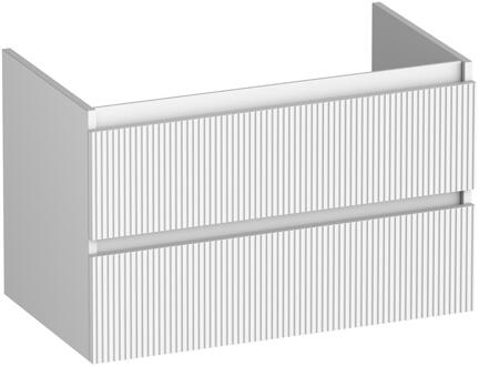 Brauer Joy Wavy - Onderkast - 80 cm - met 2 Softclose Lades Greeploos en 1 Sifon Uitsparing - Mat Wit