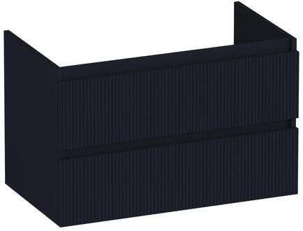 Brauer Joy Wavy - Onderkast - 80 cm - met 2 Softclose Lades Greeploos en 1 Sifon Uitsparing - Mat Zwart