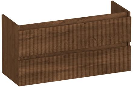 Brauer Joy Wavy - Onderkast Ondiep - 100 cm - met 2 Softclose Lades Greeploos en 1 Sifon Uitsparing - Forest Cacao