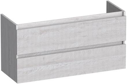 Brauer Joy Wavy - Onderkast Ondiep - 100 cm - met 2 Softclose Lades Greeploos en 1 Sifon Uitsparing - Forest Seashell