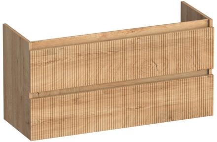 Brauer Joy Wavy - Onderkast Ondiep - 100 cm - met 2 Softclose Lades Greeploos en 1 Sifon Uitsparing - Forest Tan