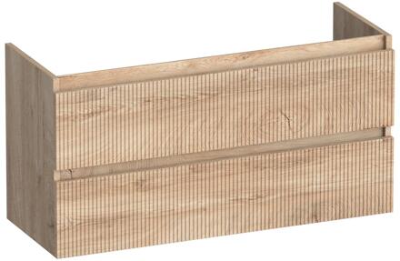 Brauer Joy Wavy - Onderkast Ondiep - 100 cm - met 2 Softclose Lades Greeploos en 1 Sifon Uitsparing - Forest Wheat