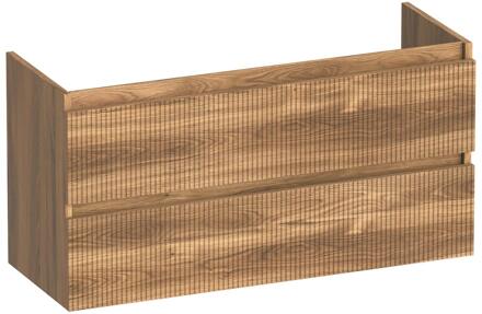 Brauer Joy Wavy - Onderkast Ondiep - 100 cm - met 2 Softclose Lades Greeploos en 1 Sifon Uitsparing - Honey