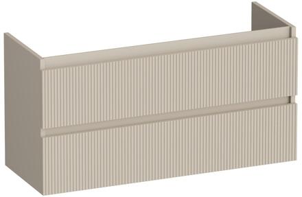 Brauer Joy Wavy - Onderkast Ondiep - 100 cm - met 2 Softclose Lades Greeploos en 1 Sifon Uitsparing - Mat Beige