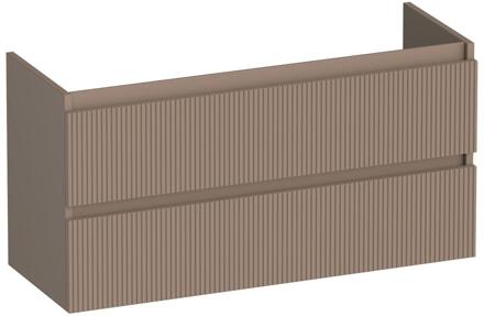 Brauer Joy Wavy - Onderkast Ondiep - 100 cm - met 2 Softclose Lades Greeploos en 1 Sifon Uitsparing - Mat Mokka