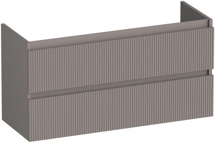 Brauer Joy Wavy - Onderkast Ondiep - 100 cm - met 2 Softclose Lades Greeploos en 1 Sifon Uitsparing - Mat Taupe