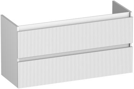 Brauer Joy Wavy - Onderkast Ondiep - 100 cm - met 2 Softclose Lades Greeploos en 1 Sifon Uitsparing - Mat Wit