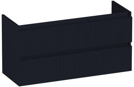 Brauer Joy Wavy - Onderkast Ondiep - 100 cm - met 2 Softclose Lades Greeploos en 1 Sifon Uitsparing - Mat Zwart