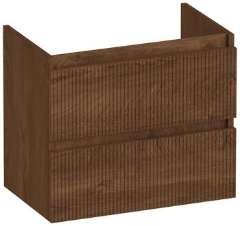 Brauer Joy Wavy - Onderkast Ondiep - 60 cm - met 2 Softclose Lades Greeploos en 1 Sifon Uitsparing - Forest Cacao