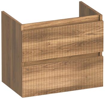 Brauer Joy Wavy - Onderkast Ondiep - 60 cm - met 2 Softclose Lades Greeploos en 1 Sifon Uitsparing - Honey