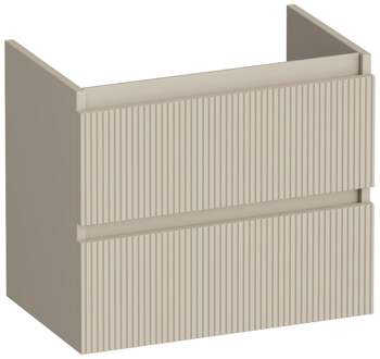 Brauer Joy Wavy - Onderkast Ondiep - 60 cm - met 2 Softclose Lades Greeploos en 1 Sifon Uitsparing - Mat Beige