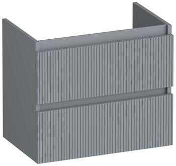 Brauer Joy Wavy - Onderkast Ondiep - 60 cm - met 2 Softclose Lades Greeploos en 1 Sifon Uitsparing - Mat Grijs